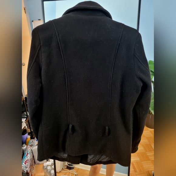 Wool Blend Black Notch Collar Belted Jacket - Picture 8 of 8